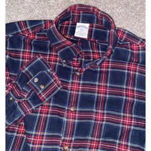 Brooks Brother Plaid Red/Blue Check Shirt Men Large Regent Preppy Warm Old Money